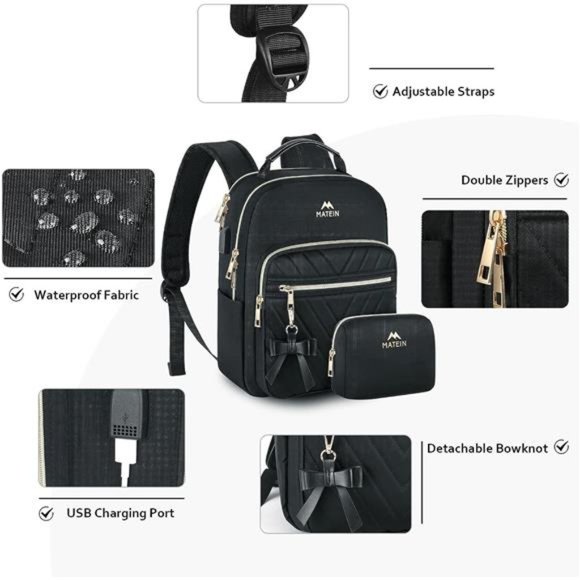 Mini Backpack Women Waterproof Stylish Daypack Purse Shoulder Bag w USB Port - Picture 2 of 6